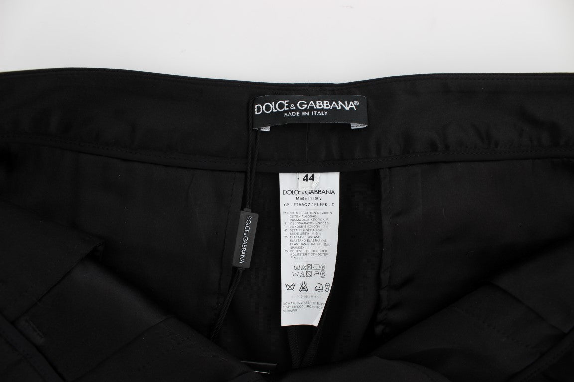 Dolce &amp; Gabbana – Schwarze Caprihose aus Baumwollstretch „Torero“
