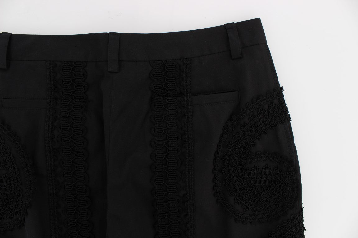 Dolce &amp; Gabbana – Schwarze Caprihose aus Baumwollstretch „Torero“