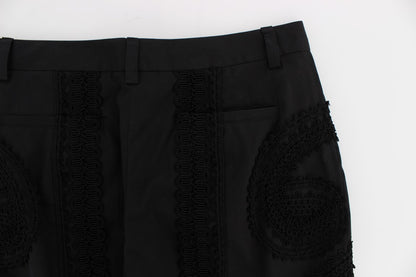 Dolce &amp; Gabbana – Schwarze Caprihose aus Baumwollstretch „Torero“