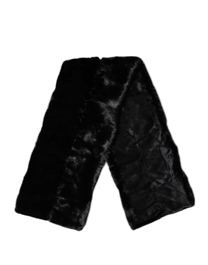Dolce &amp; Gabbana Schwarzer Pelzschal Halswickel-Kragenschal