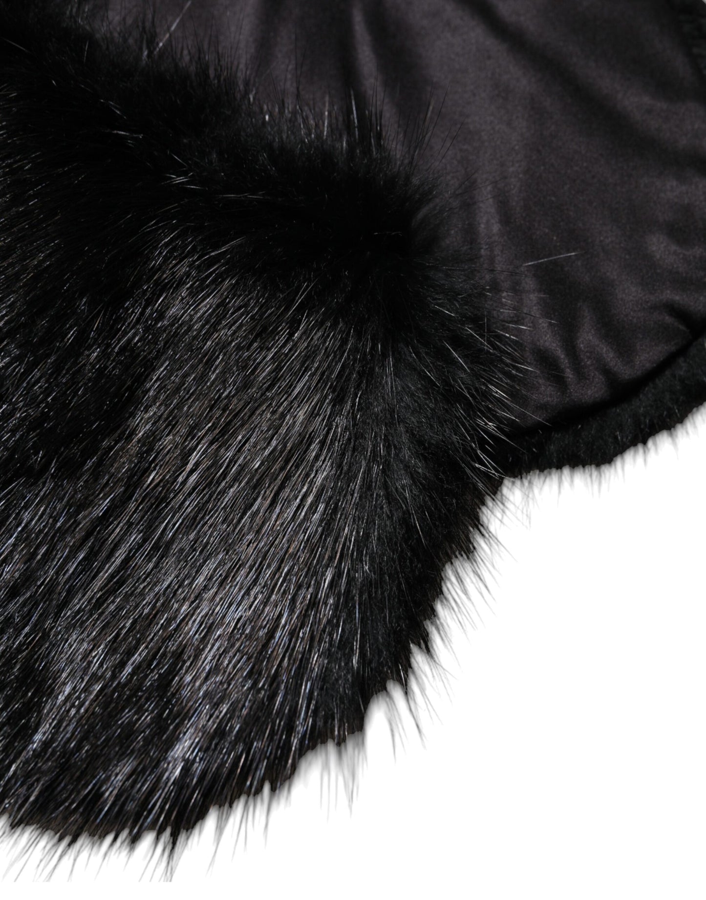 Dolce &amp; Gabbana Schwarzer Pelzschal Halswickel-Kragenschal
