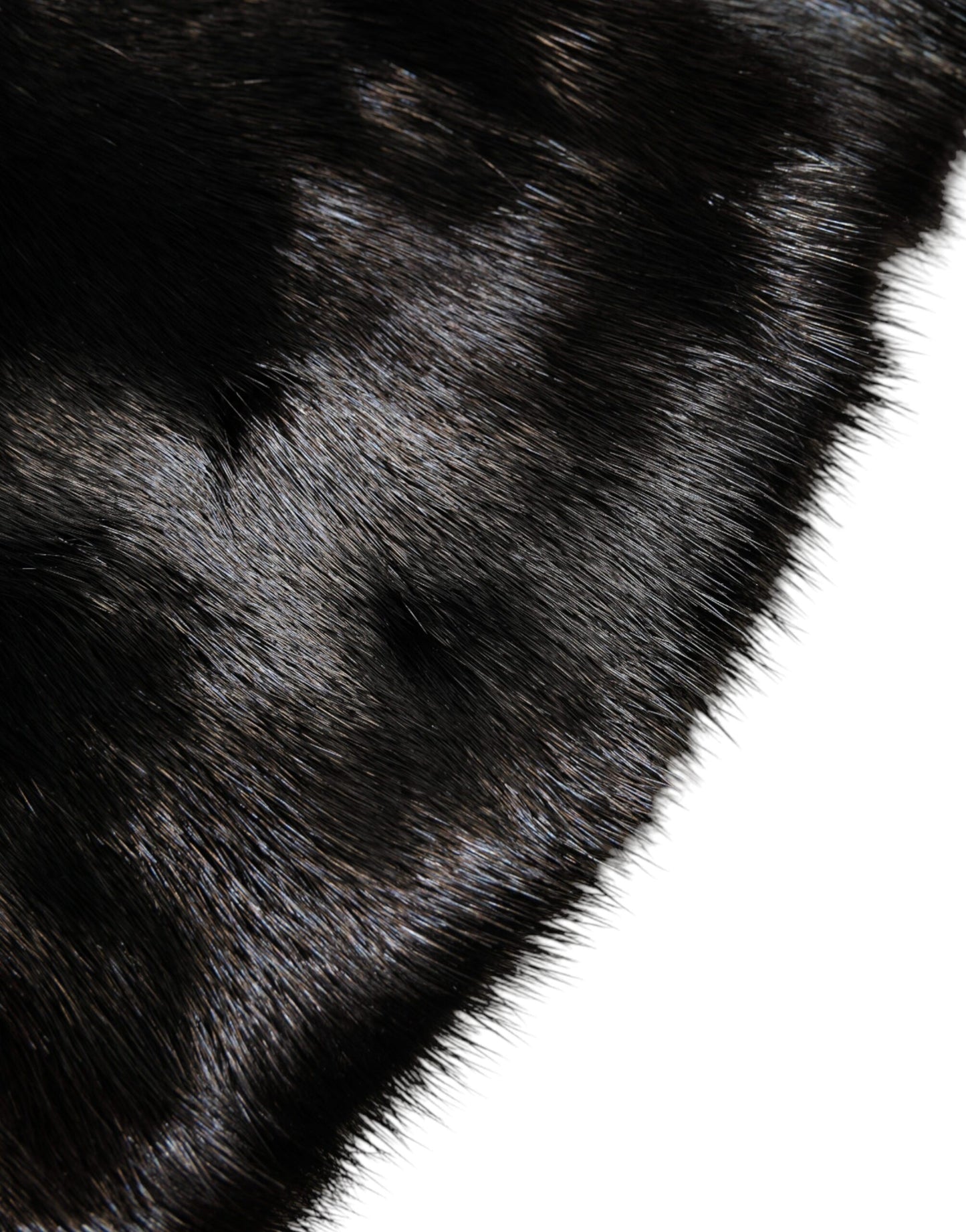 Dolce & Gabbana Black Fur Shawl Neck Wrap Cover Collar Scarf