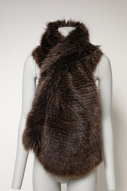 Dolce & Gabbana Brown Raccoon Fur Neck Warmer Winter Scarf