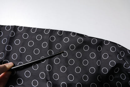 Dolce &amp; Gabbana – Schal mit schwarzen Kreisen und Seidenfransen