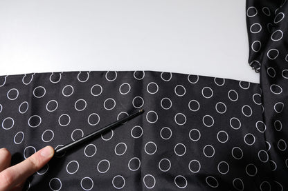 Dolce &amp; Gabbana – Schal mit schwarzen Kreisen und Seidenfransen