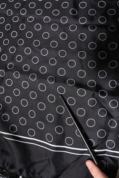 Dolce &amp; Gabbana – Schal mit schwarzen Kreisen und Seidenfransen