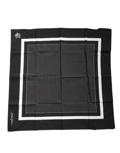 Dolce & Gabbana Black Polka Dots Cotton Handkerchief Scarf