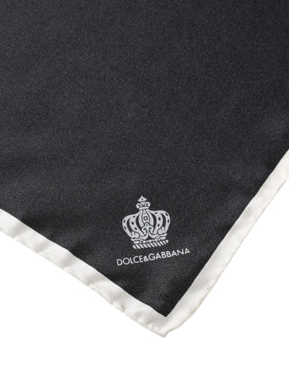 Dolce &amp; Gabbana – Quadratischer Taschentuchschal mit schwarzem Kronenlogo