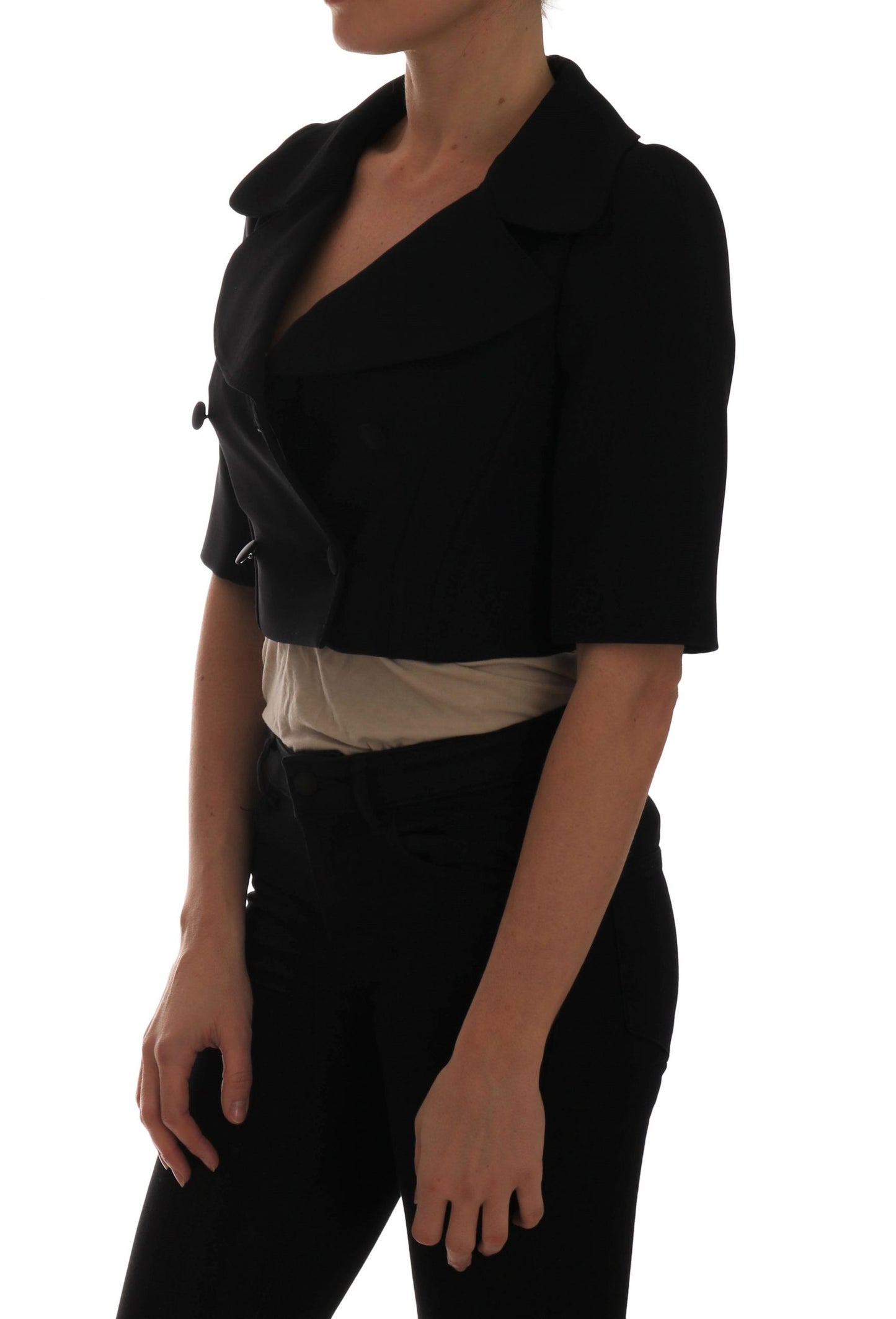 Dolce &amp; Gabbana – Schwarzer, kurzer Blazer mit verkürzter Jacke