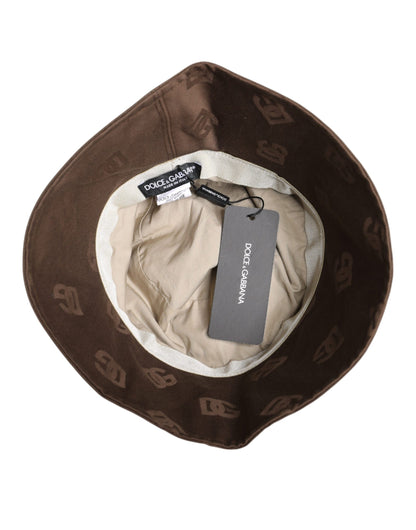 Dolce &amp; Gabbana – Braune Bucket Cap aus Baumwolle mit Logo-Monogramm