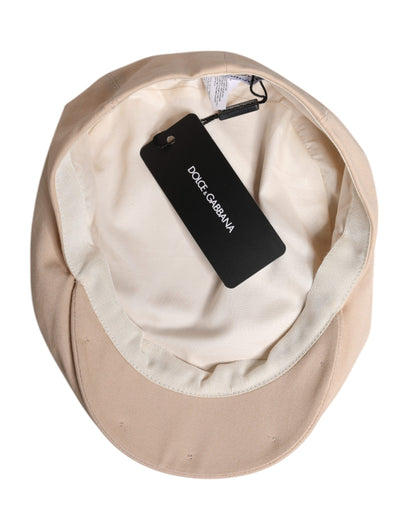 Dolce &amp; Gabbana Beige Baumwoll-Newsboy-Capello-Cabbie-Mütze