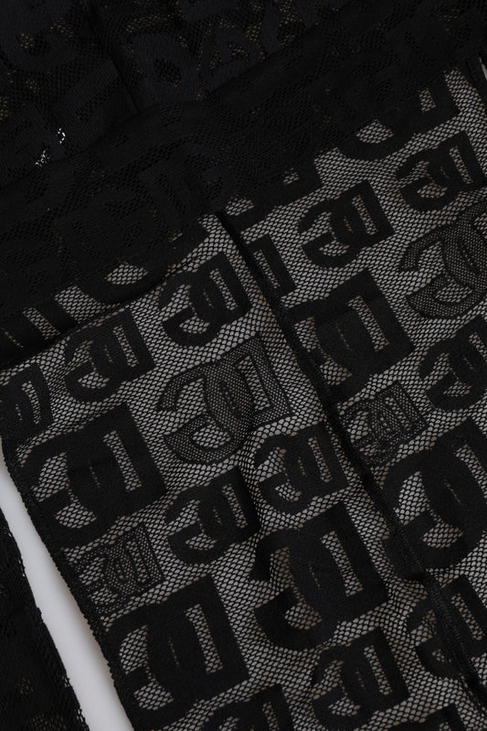 Dolce &amp; Gabbana – Schwarzer Hut mit Logo-Mesh-Wickeldesign