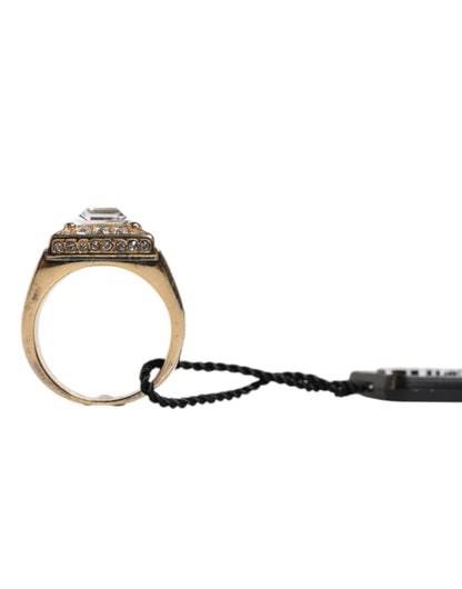 Dolce &amp; Gabbana – Goldfarbener Ring aus Sterlingsilber 925 mit Kristallen