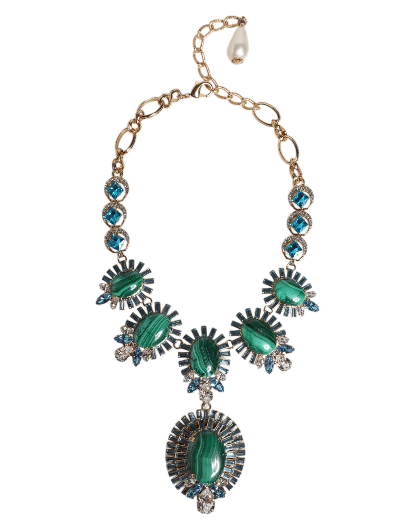 Dolce &amp; Gabbana – Halskette „Pietre“ aus goldfarbenem Messing mit ovaler Kristallverzierung