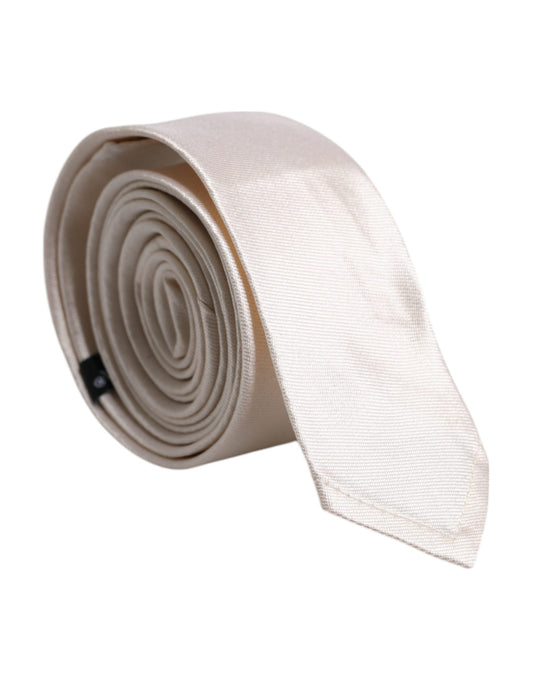 Dolce &amp; Gabbana, verstellbare Krawatte aus massiver Seide, Weiß