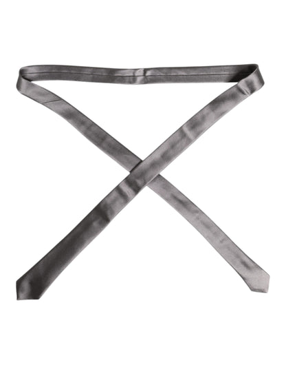 Dolce &amp; Gabbana – Verstellbare Seidenkrawatte in Metallic-Silber