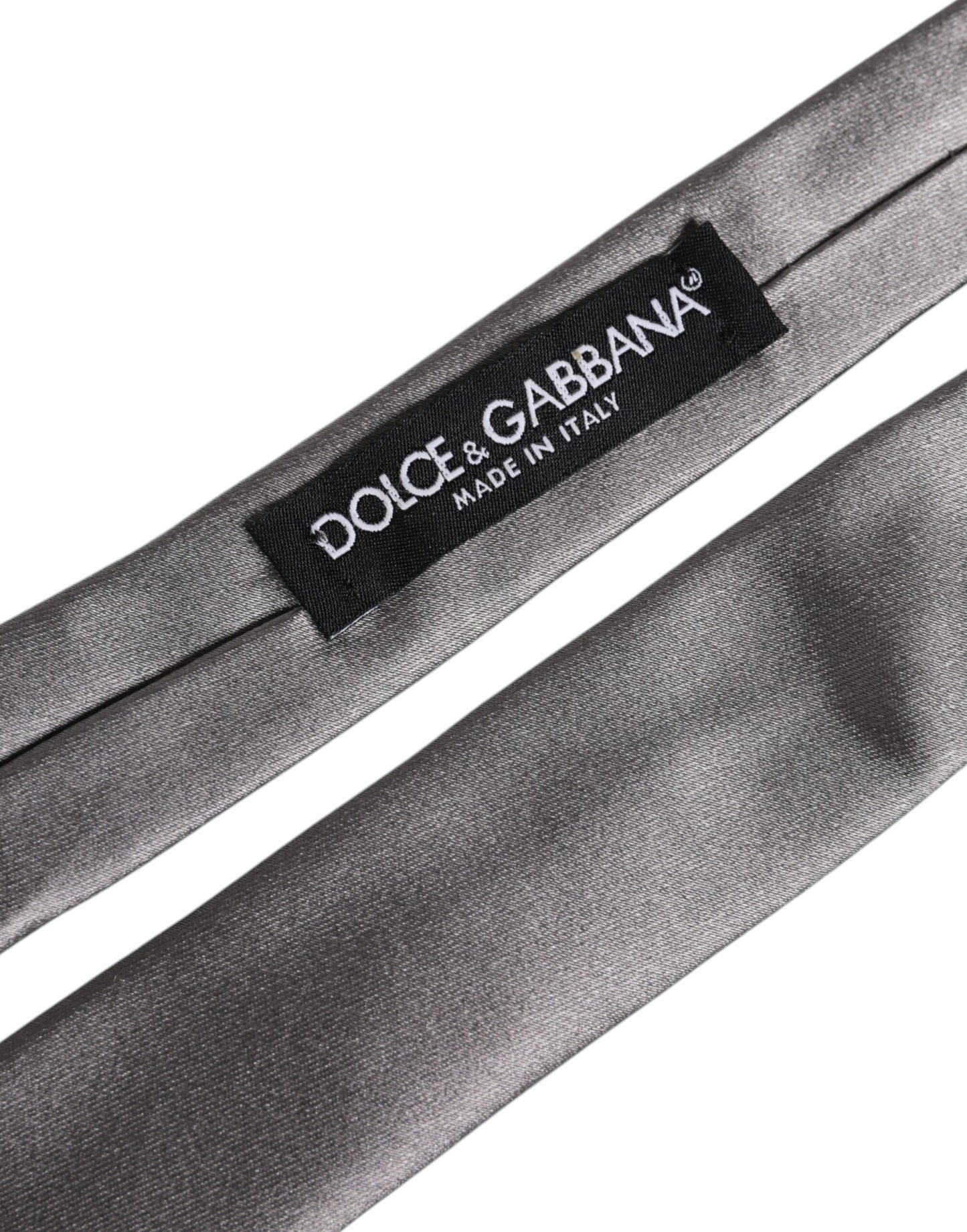 Dolce &amp; Gabbana – Verstellbare Seidenkrawatte in Metallic-Silber