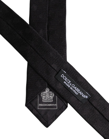 Dolce &amp; Gabbana – Verstellbare Seidenkrawatte mit schwarzen Kreisen