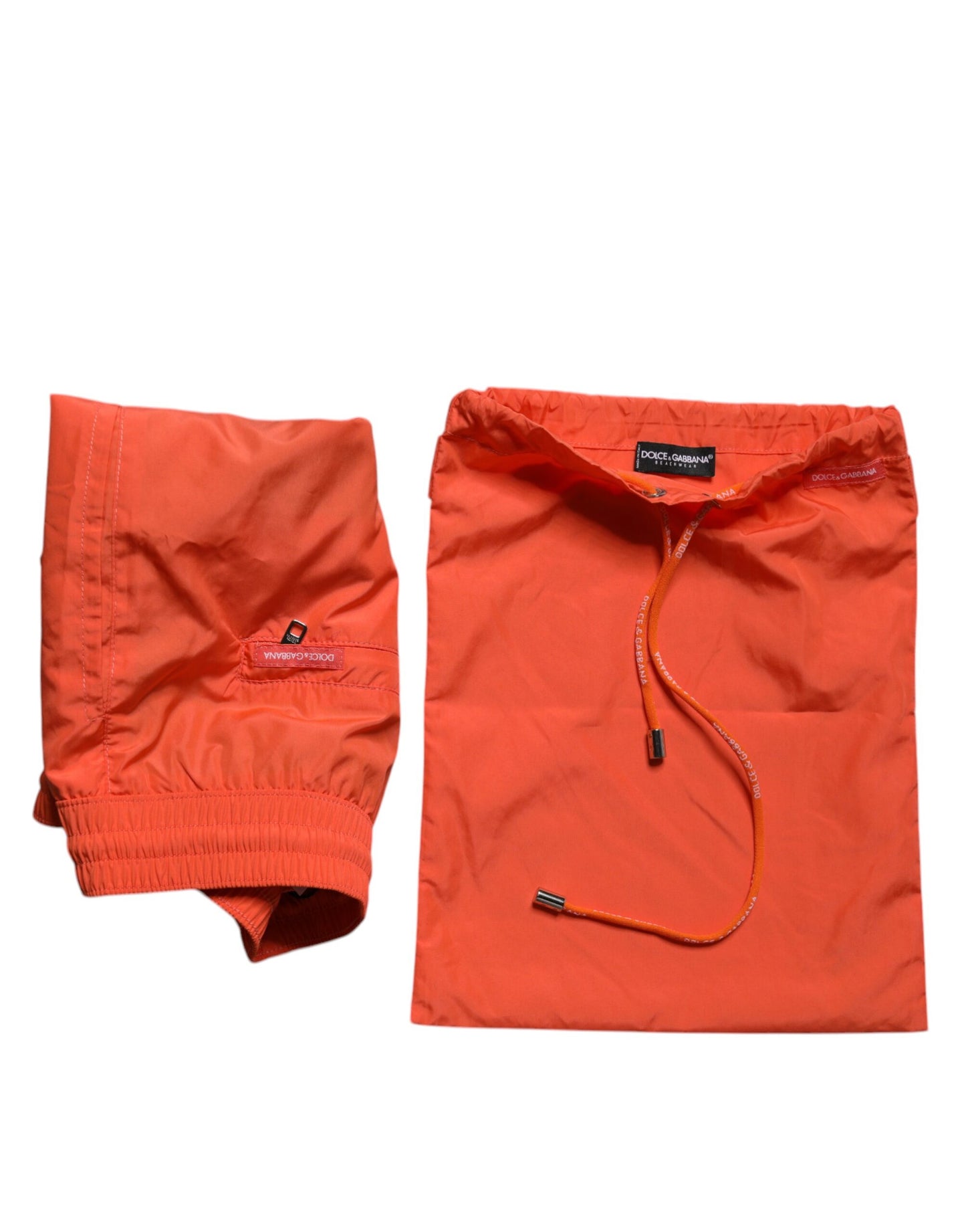 Dolce &amp; Gabbana – Orangefarbene Strandshorts aus Polyester, 2-teilige Bademode
