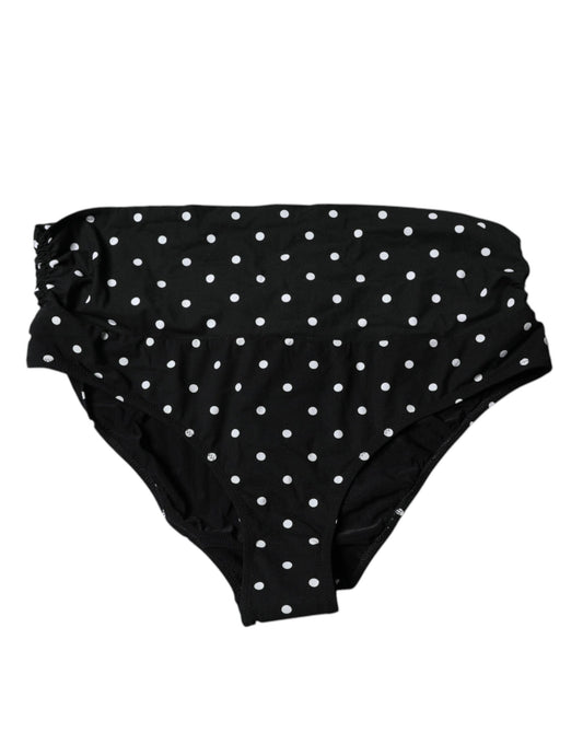 Dolce &amp; Gabbana – Schwarzer Badeanzug mit Tupfenmuster und Bikiniunterteil