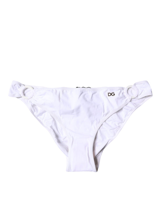Dolce &amp; Gabbana Weißes Nylon Beachwear Bikini Bottom Bademode