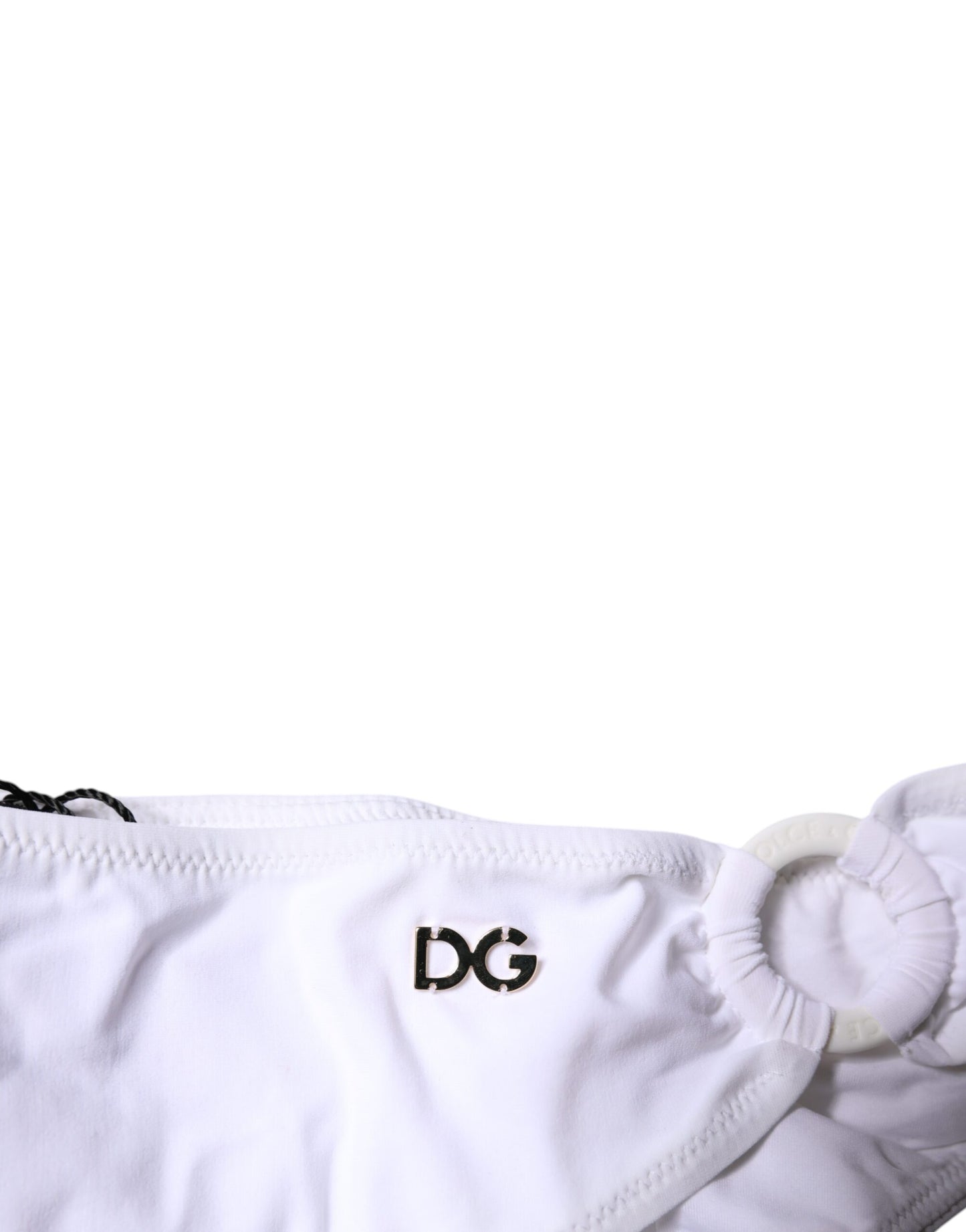 Dolce &amp; Gabbana Weißes Nylon Beachwear Bikini Bottom Bademode