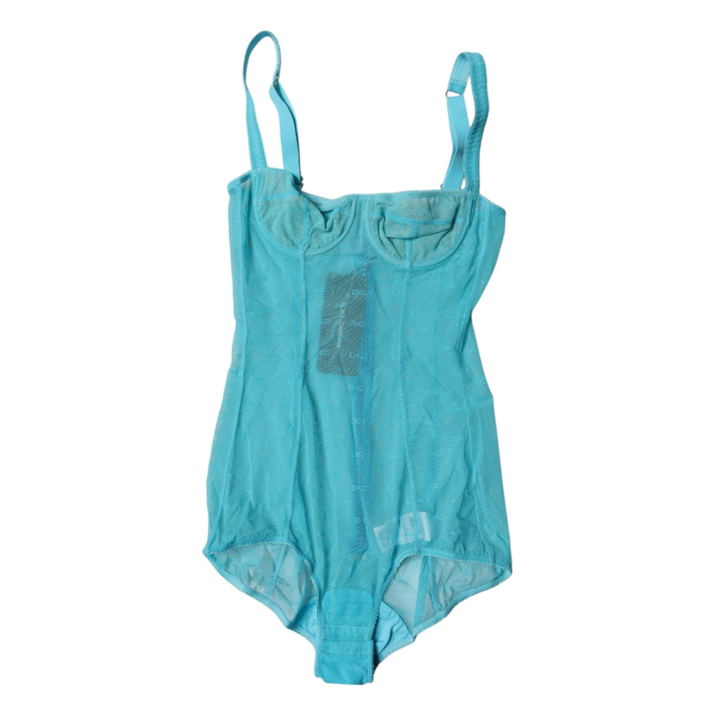 Dolce &amp; Gabbana Blauer Tüll-Balconette-BH-Body-Unterwäsche