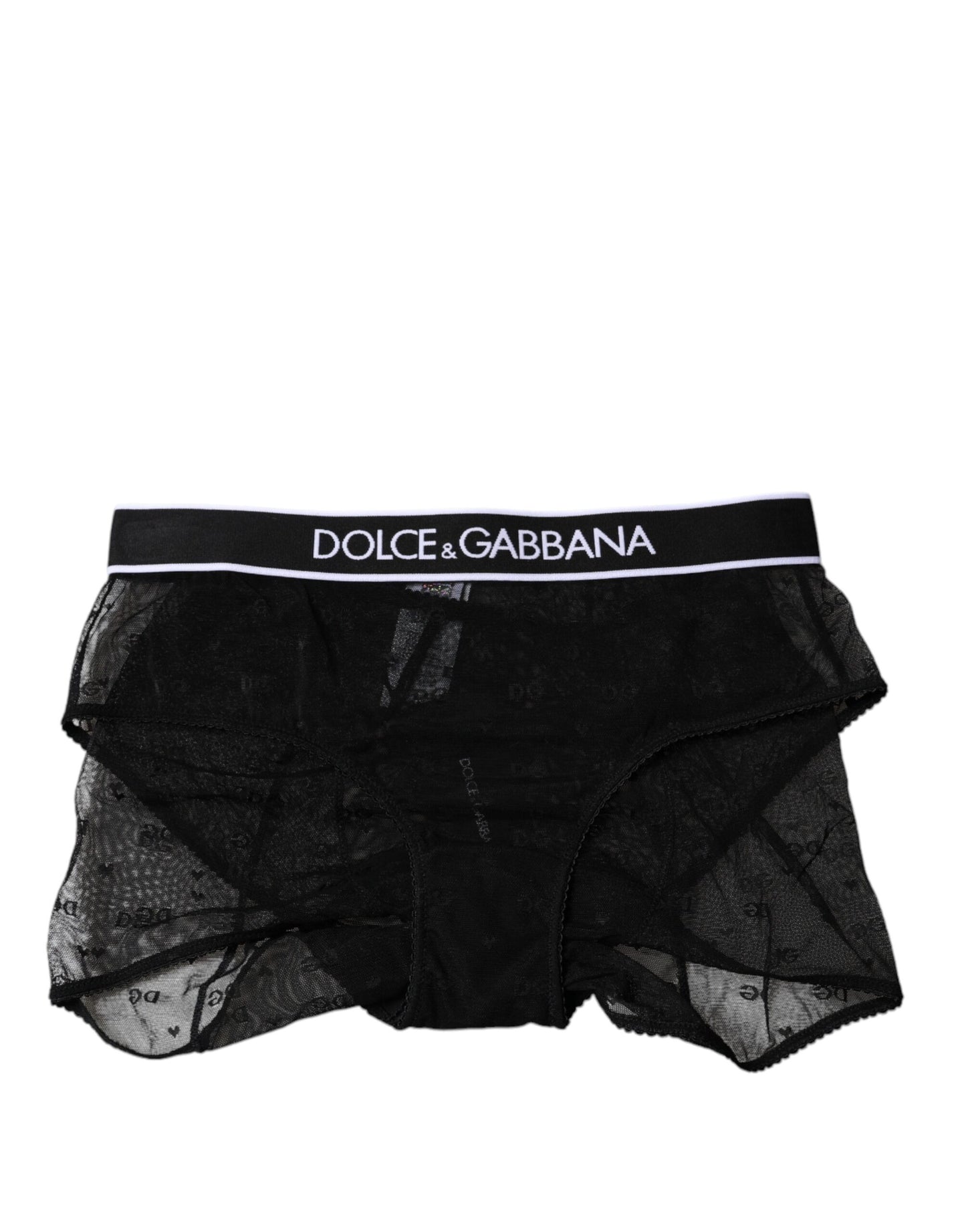 Dolce &amp; Gabbana – Schwarze Nylon-Höschen mit mittlerer Taille aus Tüll
