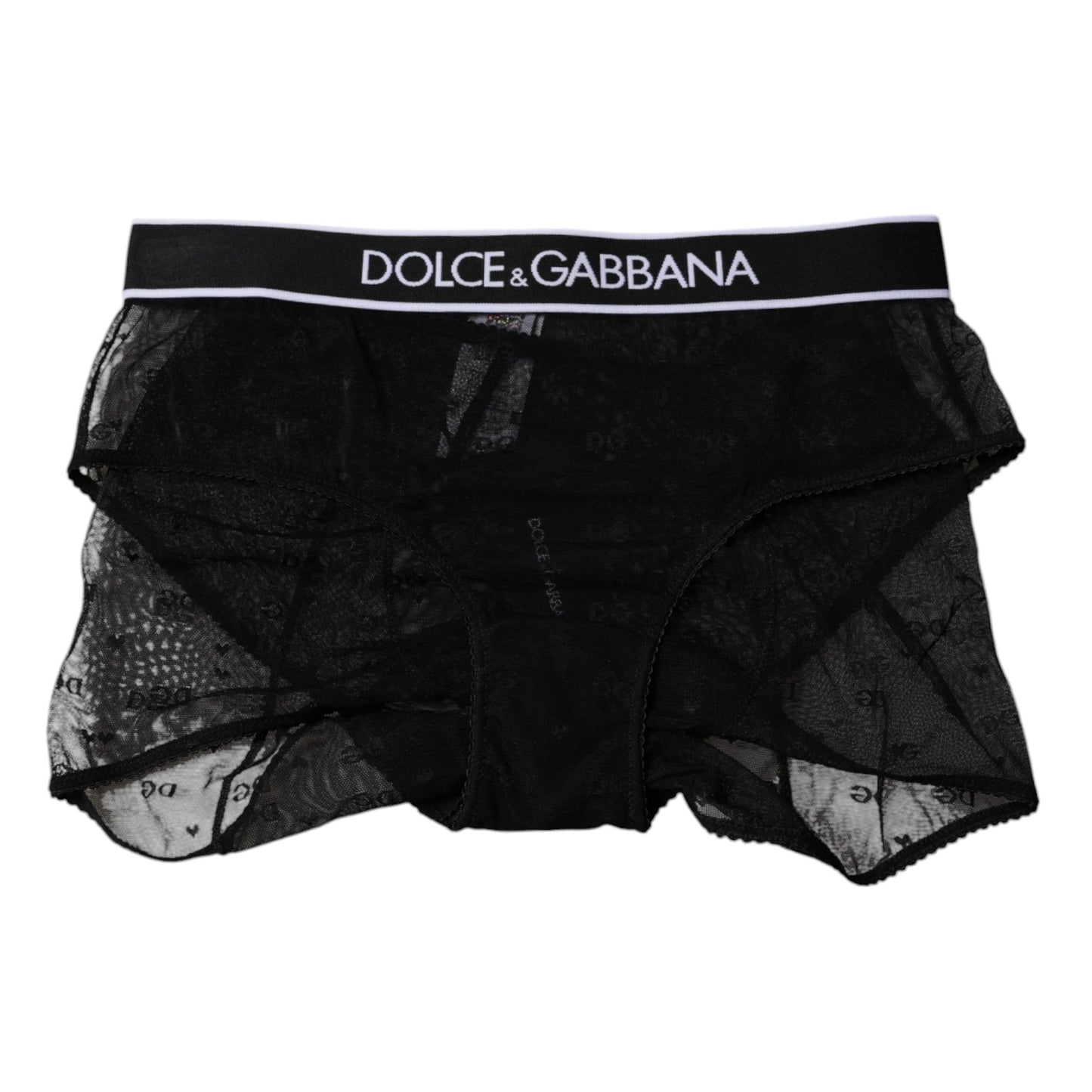 Dolce &amp; Gabbana – Schwarze Nylon-Höschen mit mittlerer Taille aus Tüll