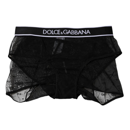 Dolce &amp; Gabbana – Schwarze Nylon-Höschen mit mittlerer Taille aus Tüll