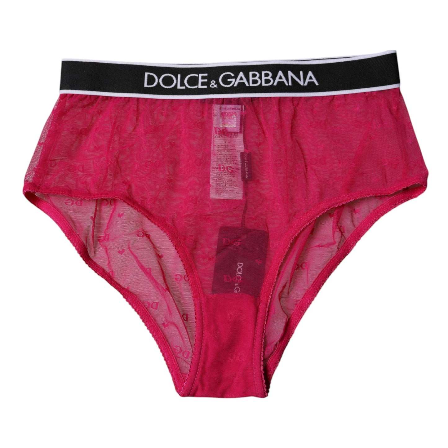 Dolce &amp; Gabbana – Slip aus Nylon mit mittlerer Taille und Tüll in Fuchsia