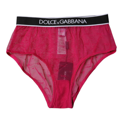 Dolce &amp; Gabbana – Slip aus Nylon mit mittlerer Taille und Tüll in Fuchsia