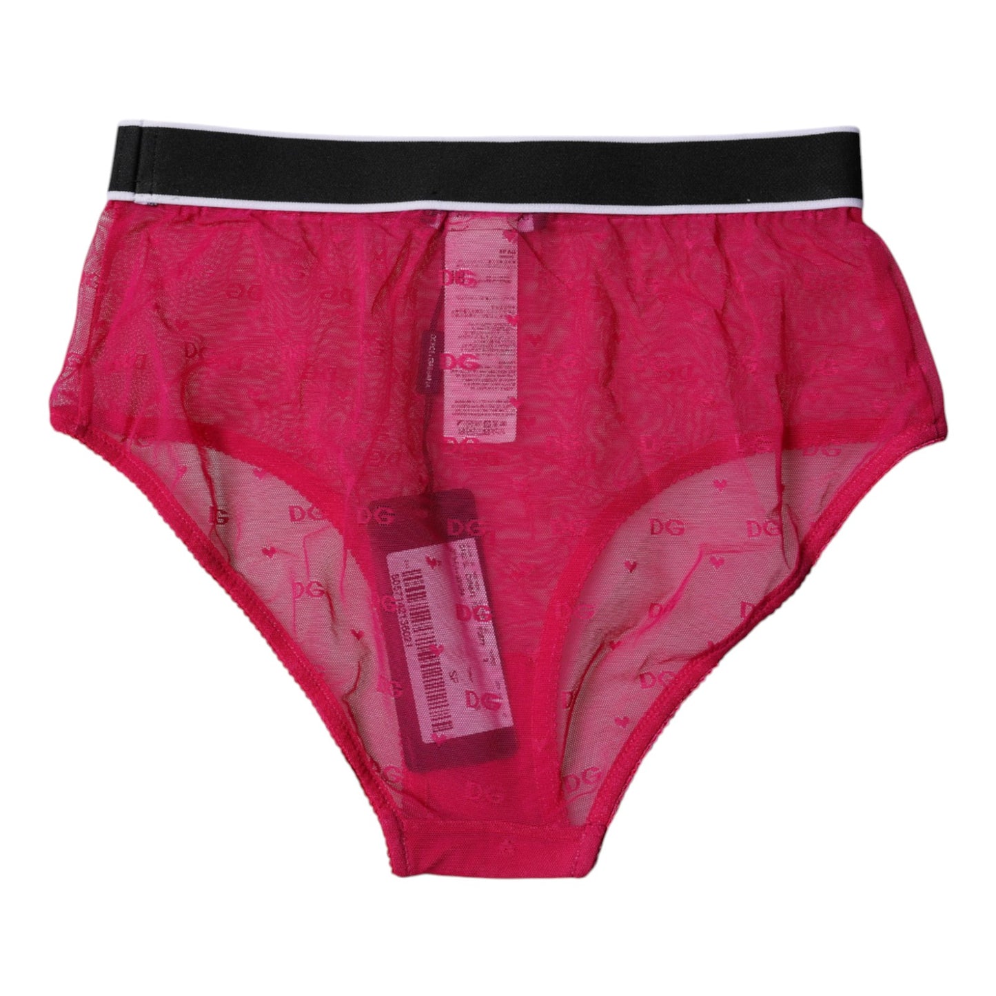 Dolce &amp; Gabbana – Slip aus Nylon mit mittlerer Taille und Tüll in Fuchsia