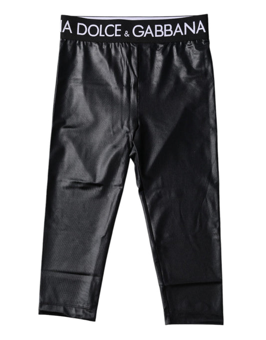 Dolce &amp; Gabbana – Schwarze, kurze Nylon-Strumpfhose mit Logo, Unterwäsche