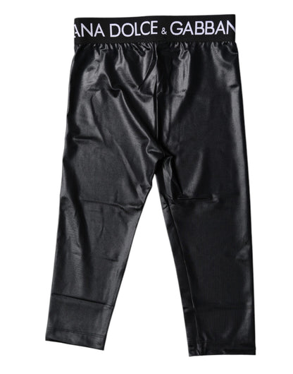 Dolce &amp; Gabbana – Schwarze, kurze Nylon-Strumpfhose mit Logo, Unterwäsche