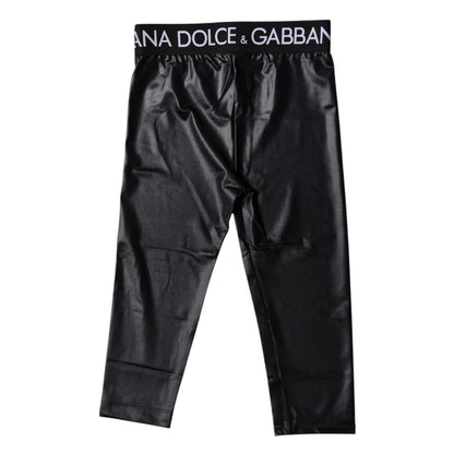 Dolce &amp; Gabbana – Schwarze, kurze Nylon-Strumpfhose mit Logo, Unterwäsche
