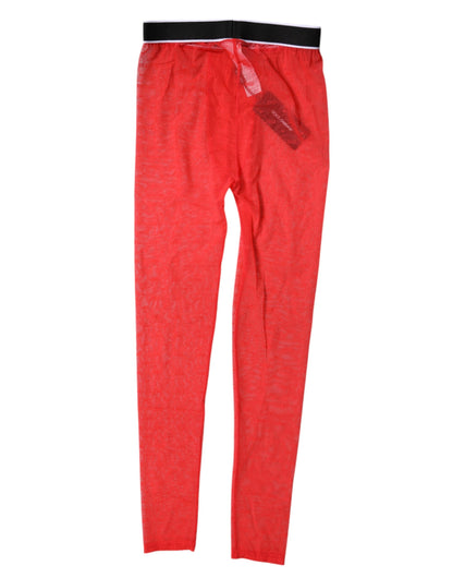 Dolce &amp; Gabbana Rotes Logo Spitzen-Dessous Enge Unterhose
