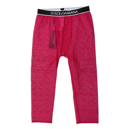 Dolce &amp; Gabbana – Kurze Nylon-Strumpfhose mit DG-Logo in Fuchsia