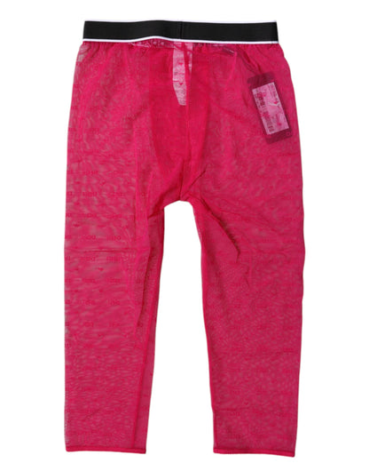 Dolce &amp; Gabbana – Kurze Nylon-Strumpfhose mit DG-Logo in Fuchsia