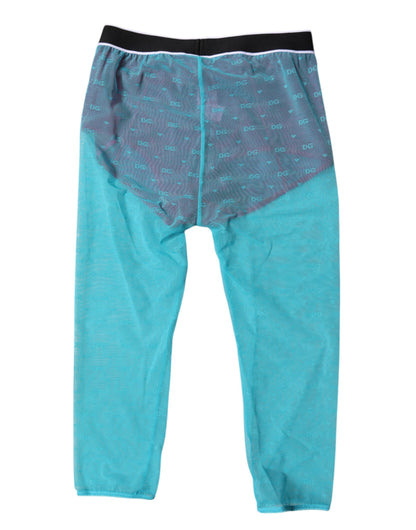 Dolce &amp; Gabbana – Kurze Unterwäsche mit Logo in Blau-Fuchsia