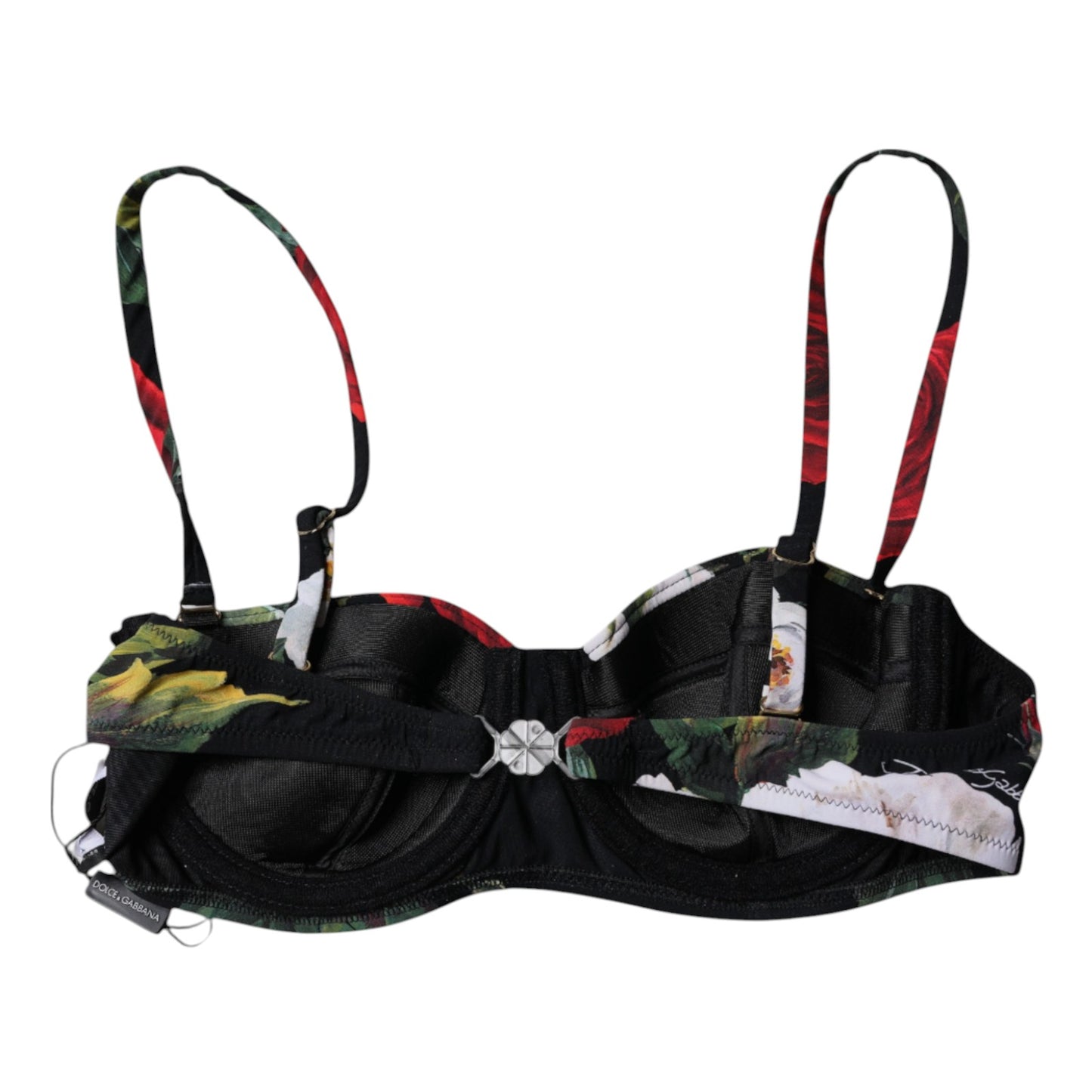 Dolce &amp; Gabbana – Balconcino-BH aus Nylon mit schwarzem Blumendruck