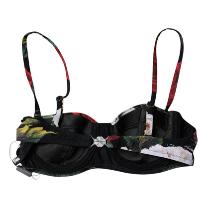 Dolce &amp; Gabbana – Balconcino-BH aus Nylon mit schwarzem Blumendruck
