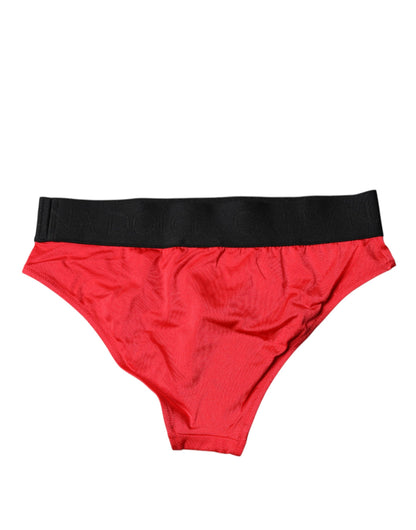 Dolce &amp; Gabbana – Rote Nylon-Stretch-Höschen mit mittlerer Taille