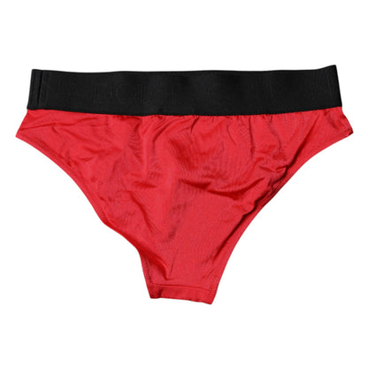 Dolce &amp; Gabbana – Rote Nylon-Stretch-Höschen mit mittlerer Taille