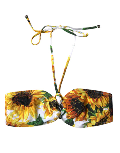 Dolce &amp; Gabbana Multicolor Floral Neckholder Beachwear Bikini Top Bademode