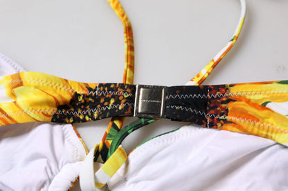 Dolce &amp; Gabbana Multicolor Floral Neckholder Beachwear Bikini Top Bademode