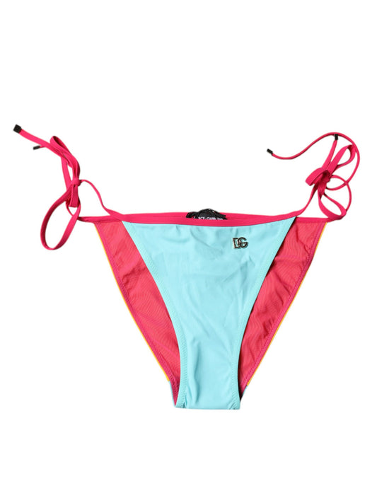 Dolce &amp; Gabbana Mehrfarbiger Badeanzug mit Logo, Bikinihose, Bademode