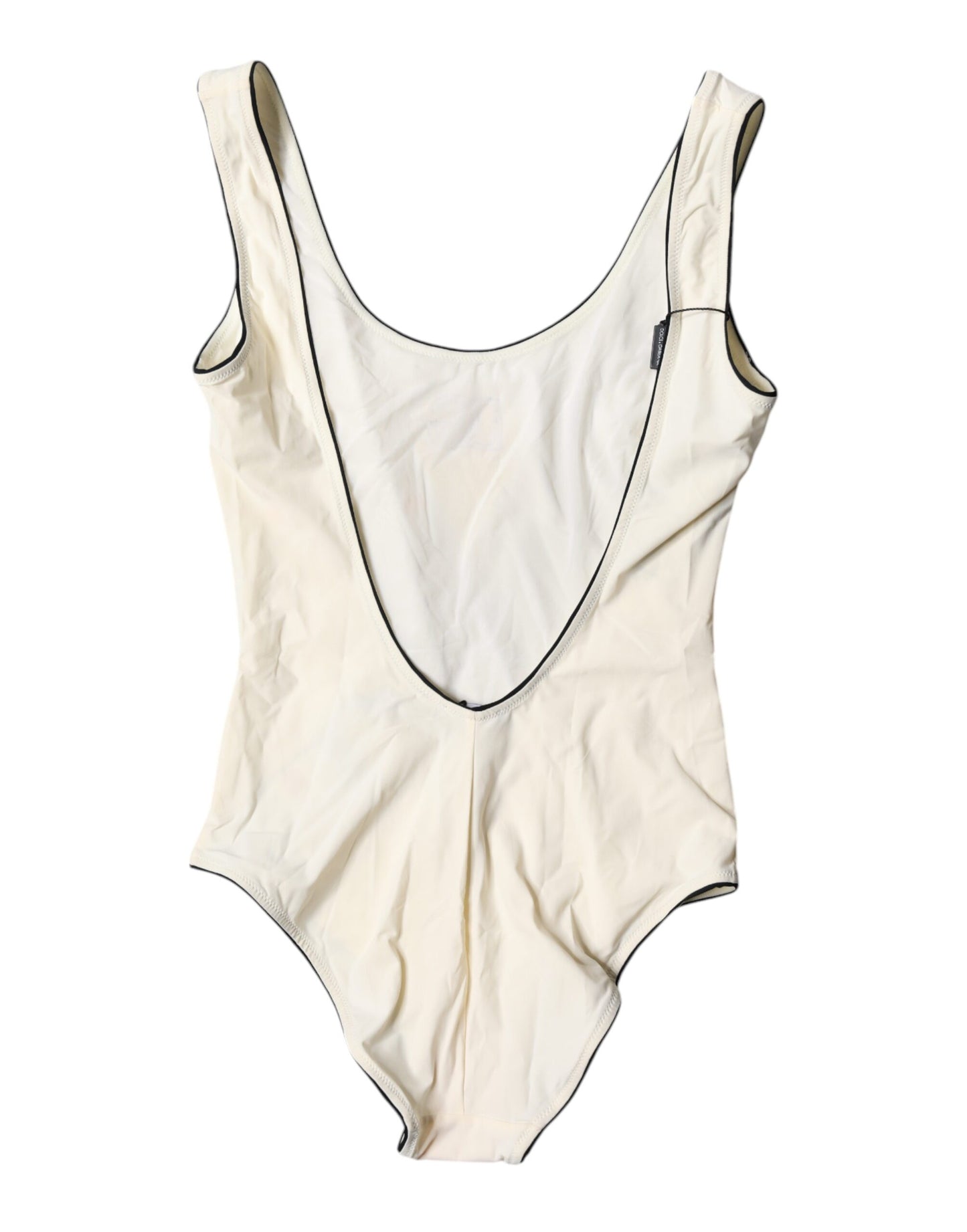 Dolce &amp; Gabbana Weiß Schwarz Logo Einteiler Bademode