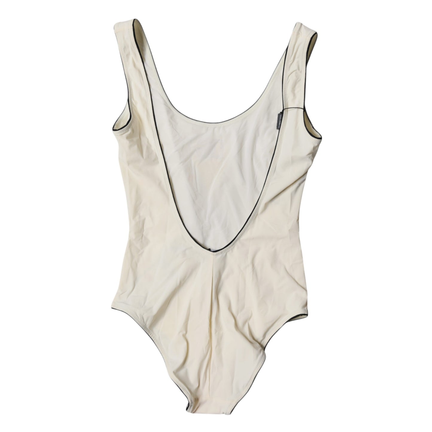 Dolce &amp; Gabbana Weiß Schwarz Logo Einteiler Bademode