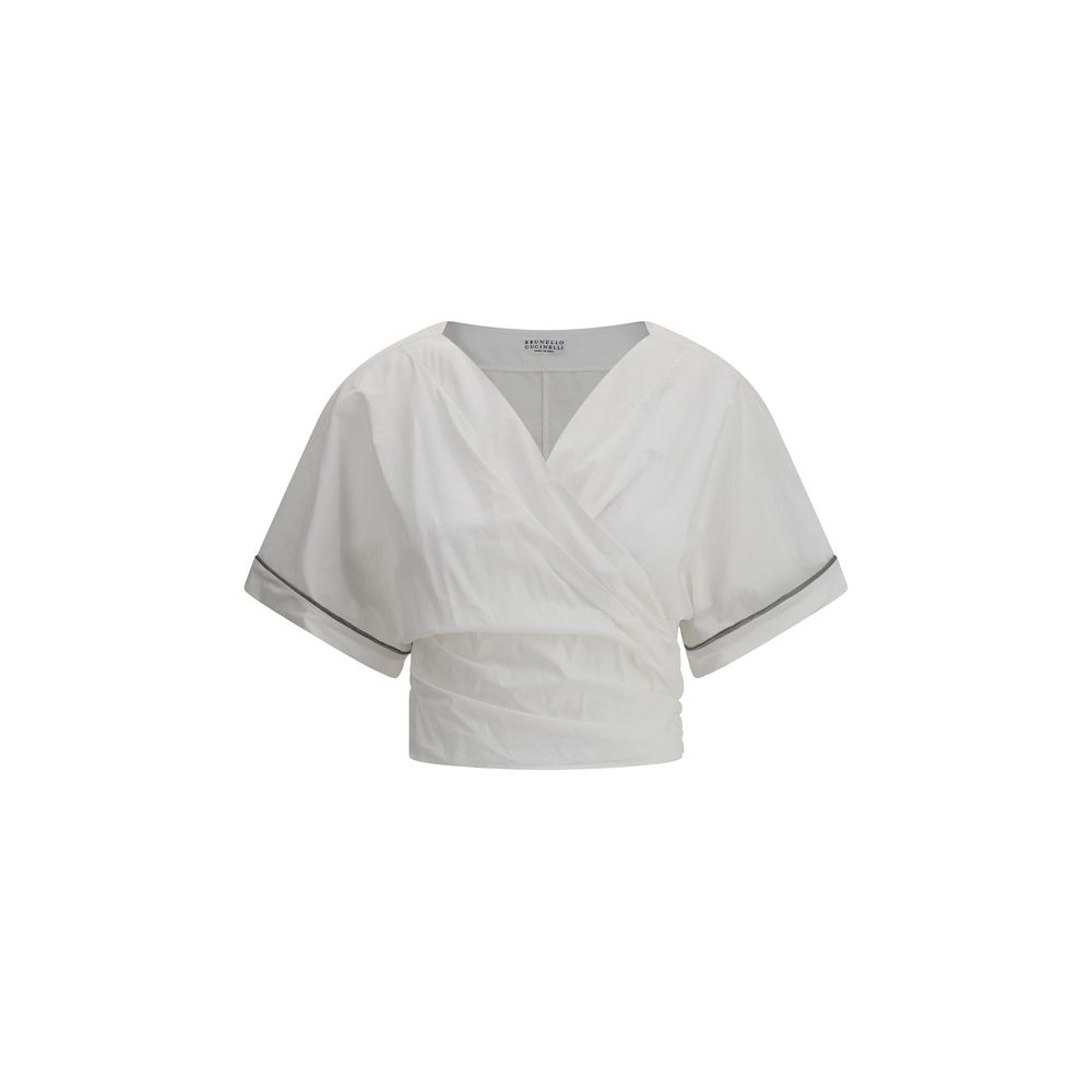 Brunello Cucinelli Bluse mit Schnallenknoten in der Taille